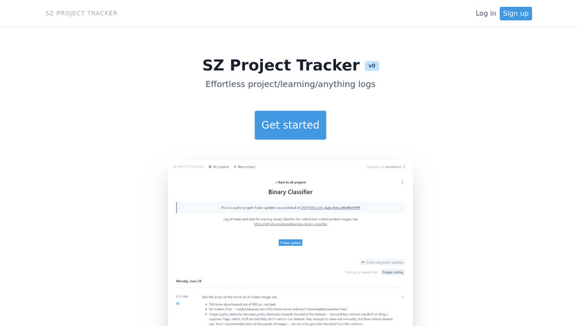 SZ Project Tracker Landing Page