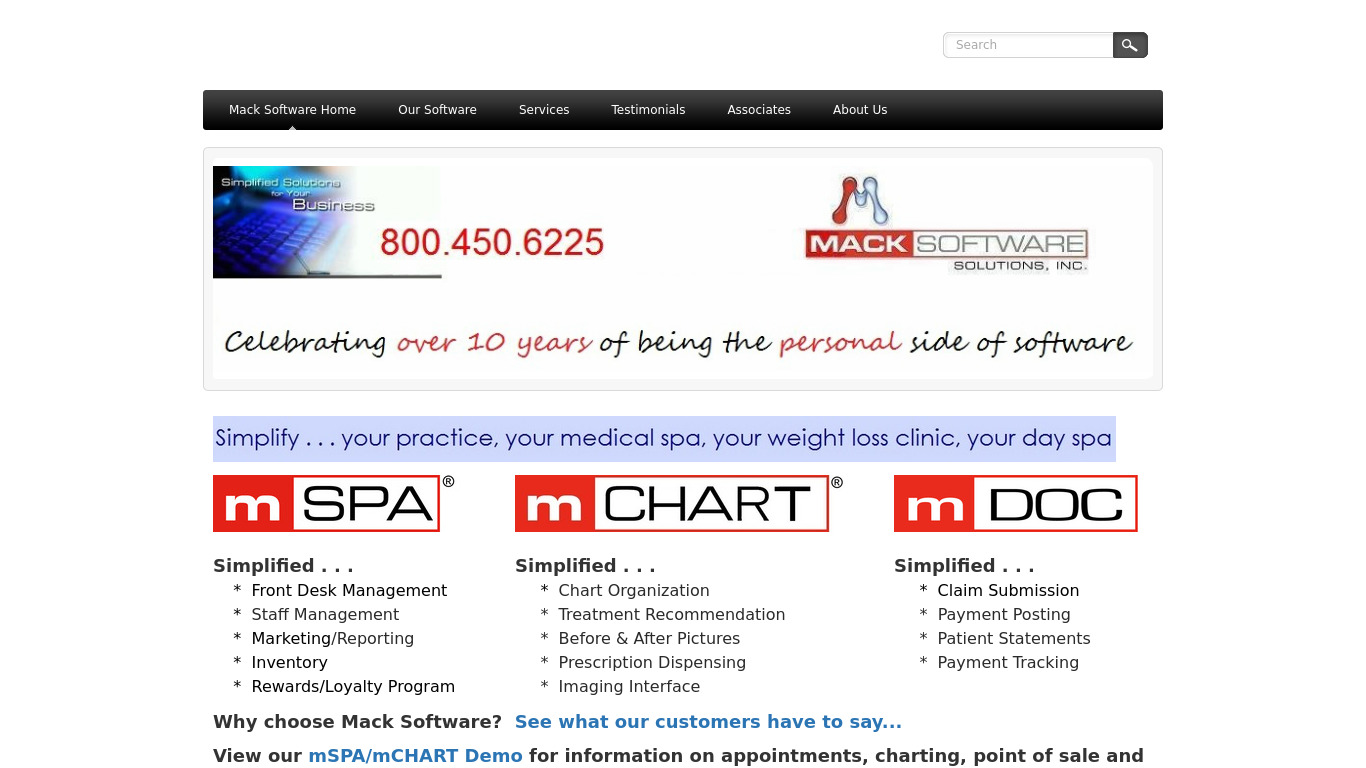 Mack Software mSPA Landing page