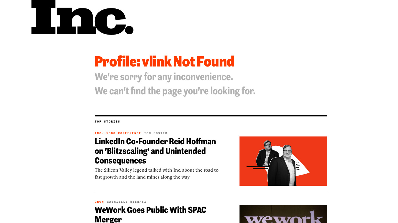 inc.com Vlink Landing page