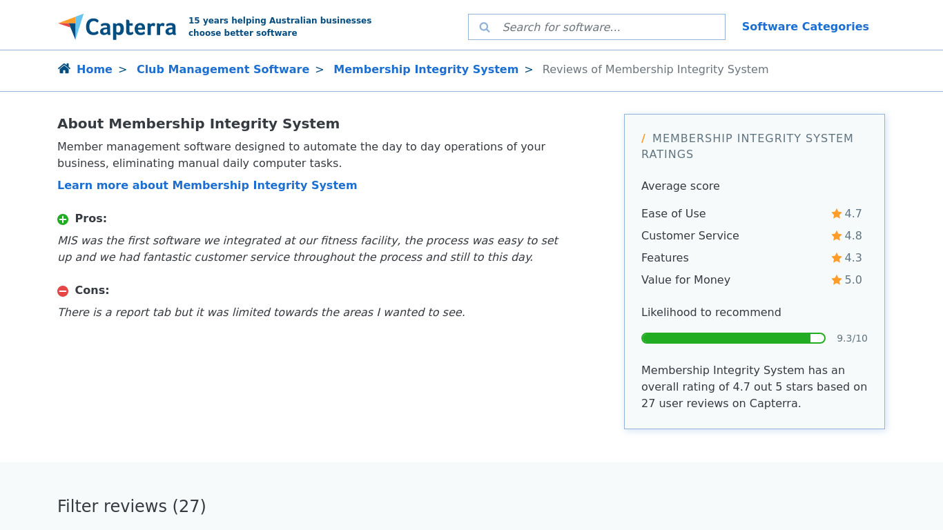 Membership Integrity System Landing page