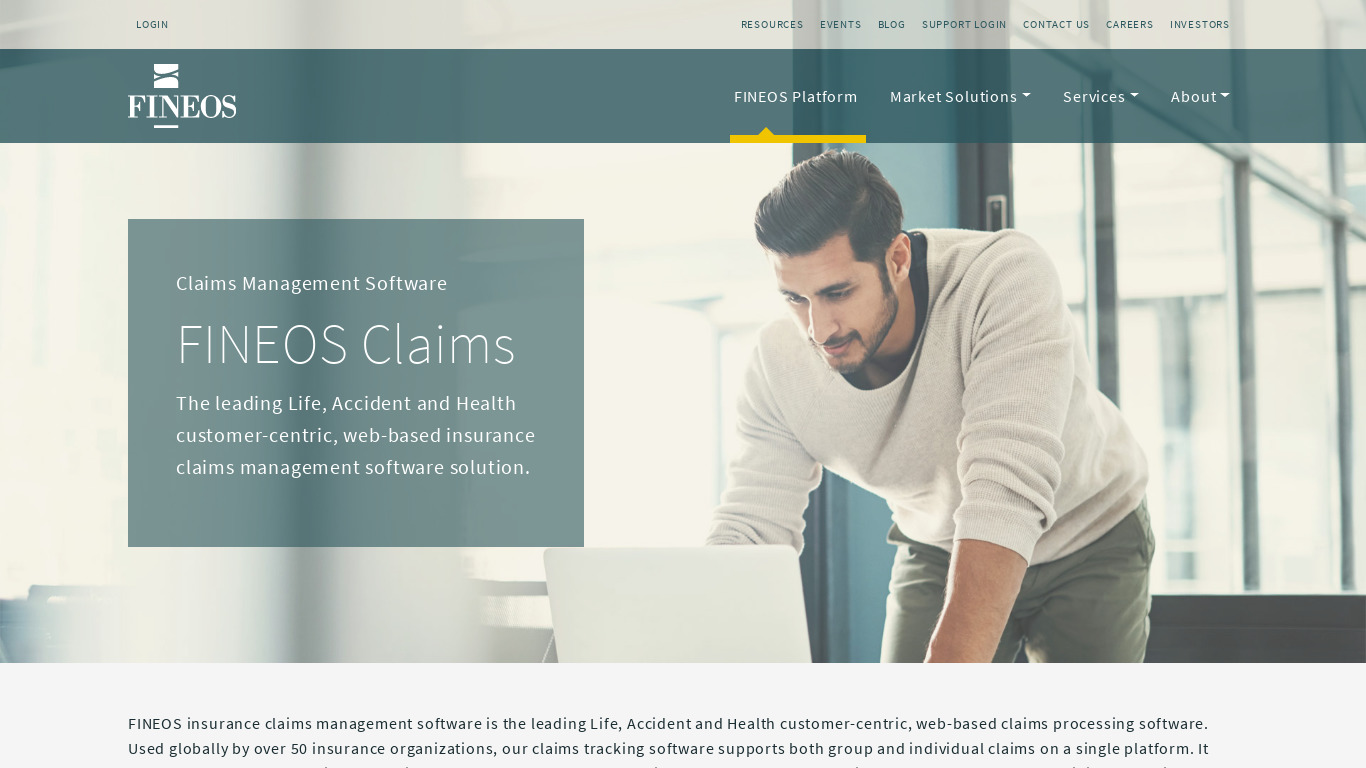 FINEOS Claims Landing page