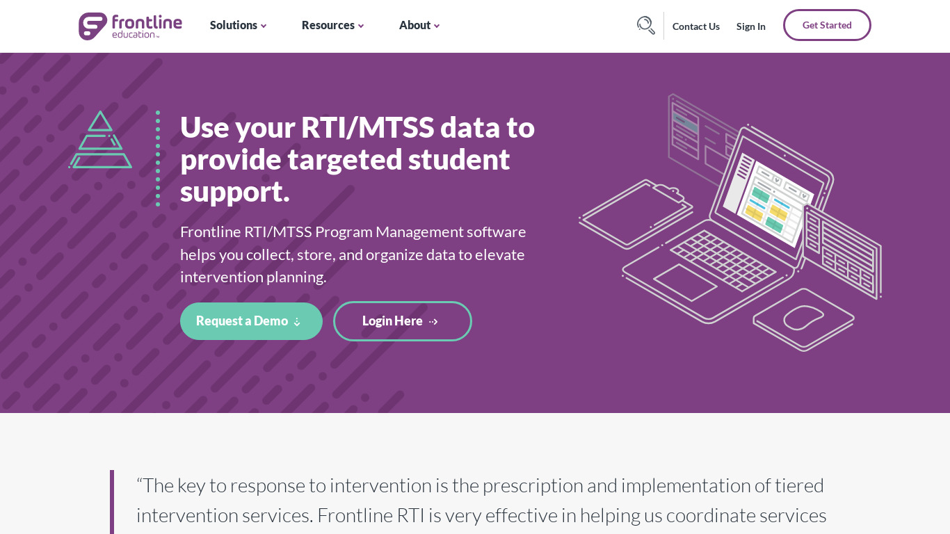 Frontline RTI/MTSS Management Landing page