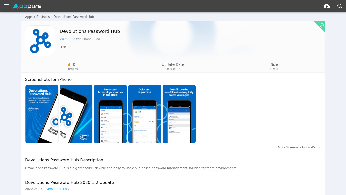 Devolutions Password Hub Landing page
