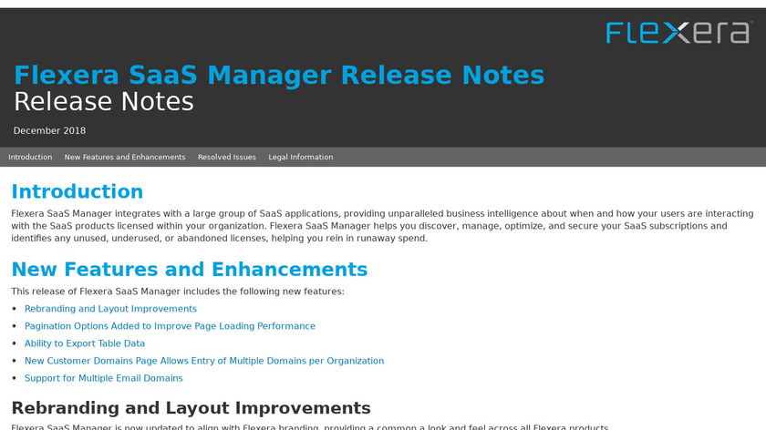Flexera SaaS Manager Landing Page