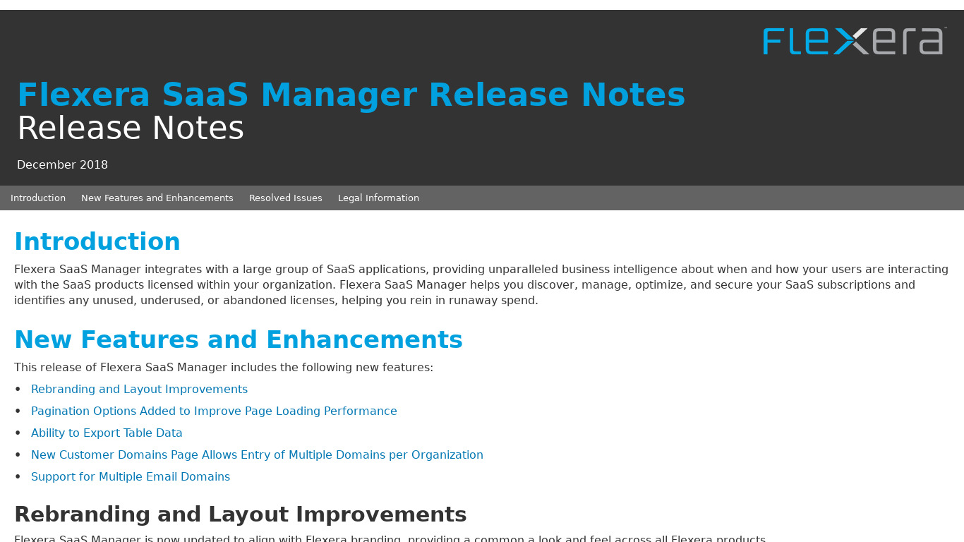 Flexera SaaS Manager Landing page