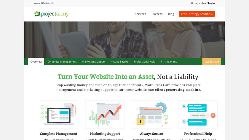 projectarmy.net WordPress Care Landing Page