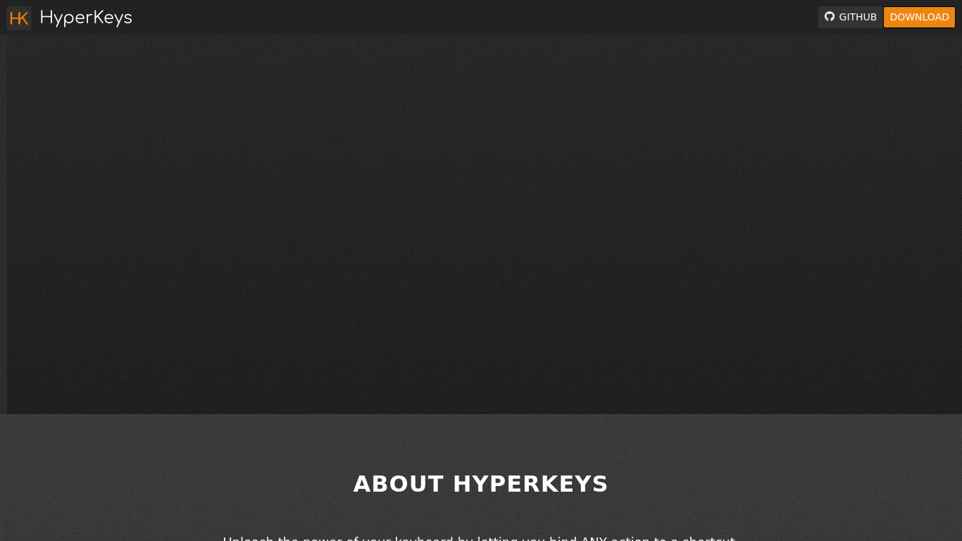 HyperKeys Landing page