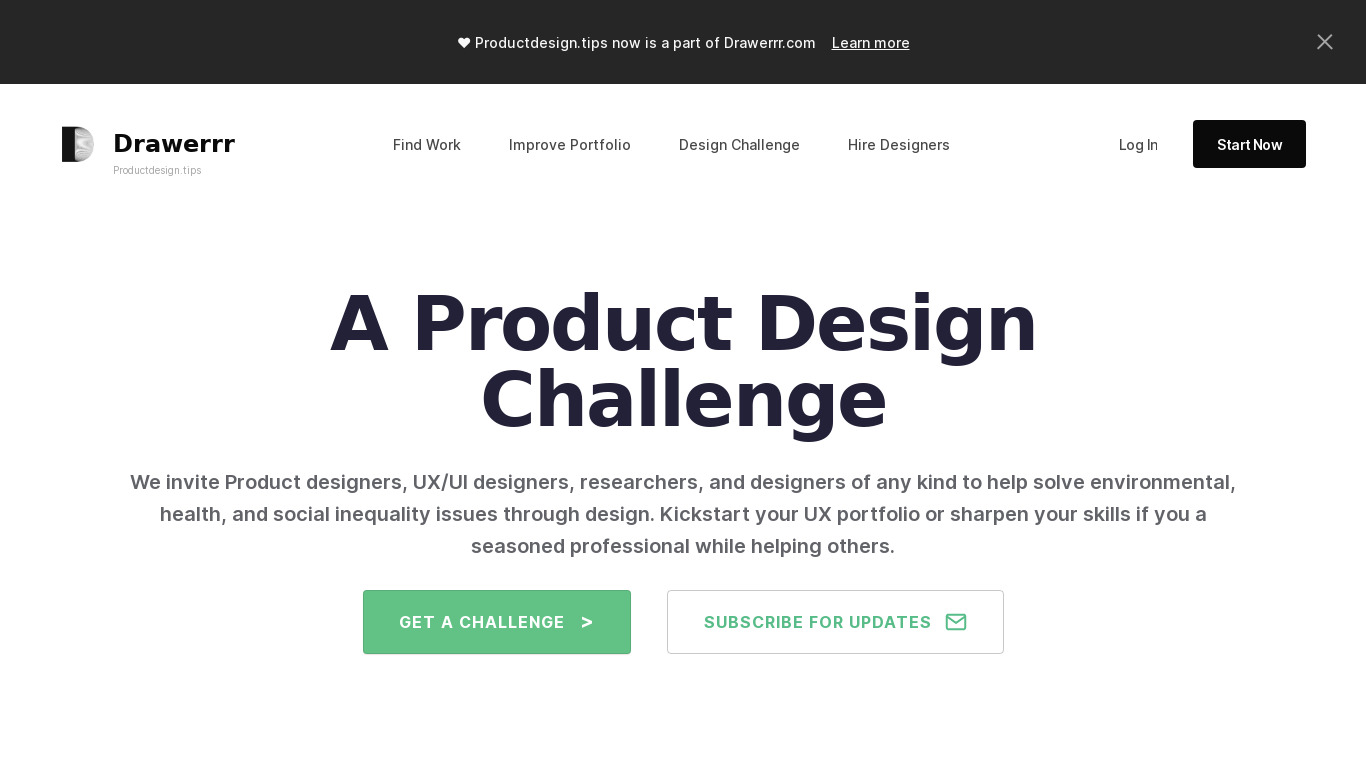 A Product Design Challenge Landing page