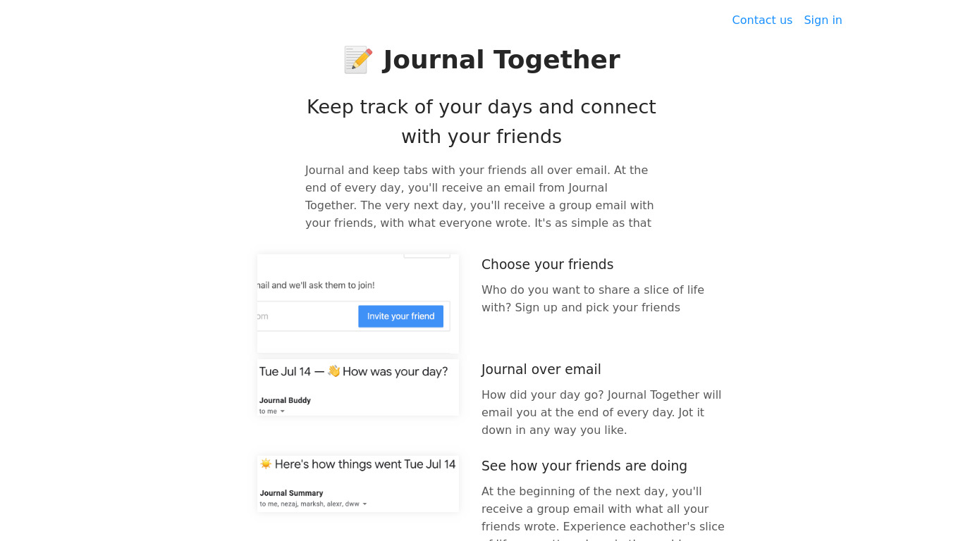 Journal Together Landing page