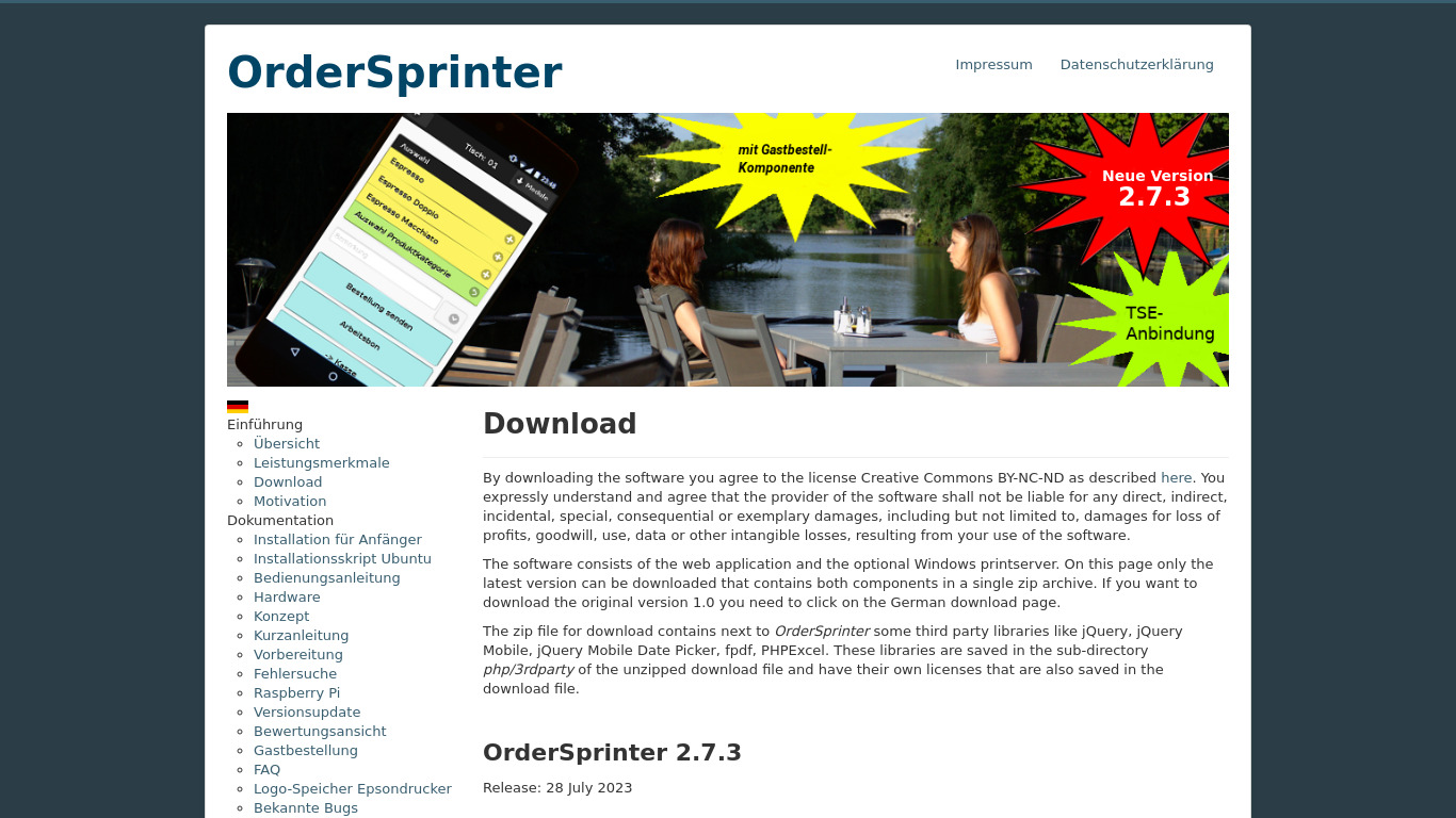 OrderSprinter Landing page