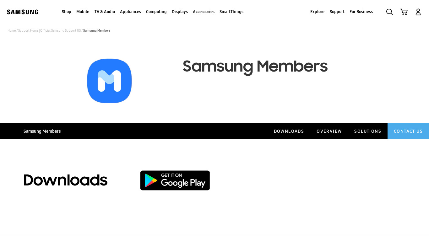 Samsung Members v1 Landing page