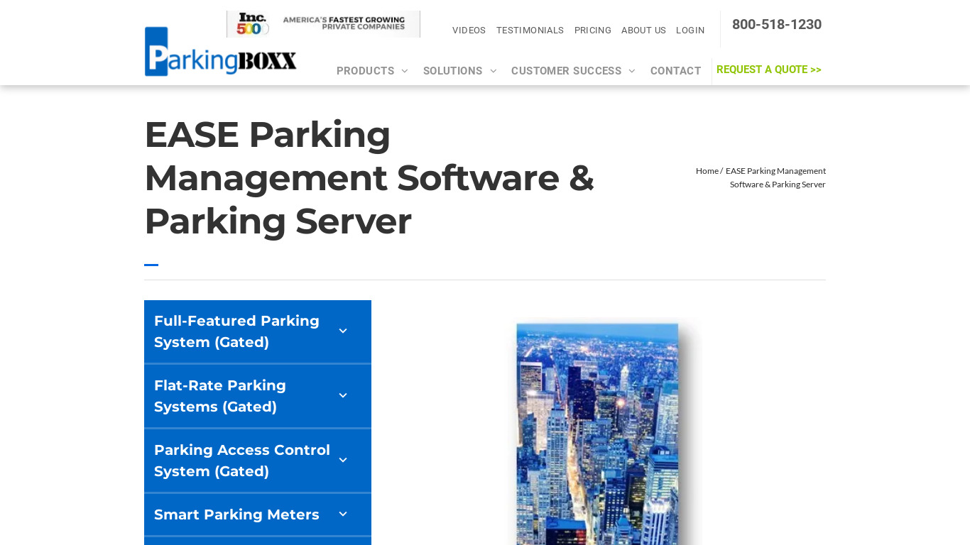 EASE Parking Lot Management Software Landing page