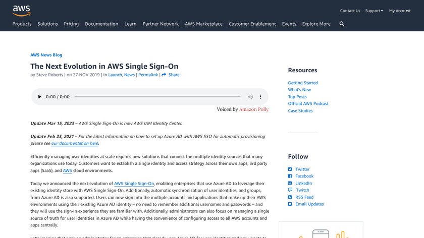 AWS Single Sign-On Landing Page