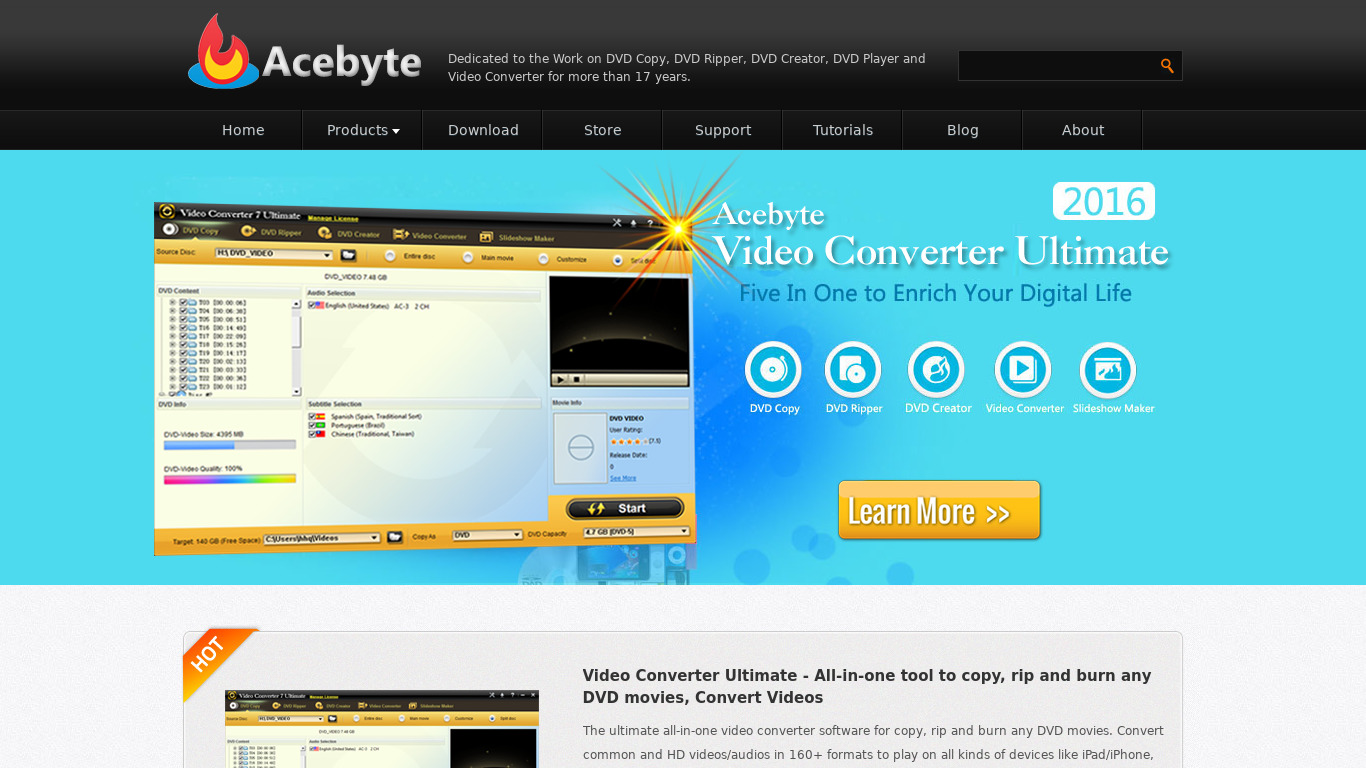Xinfire TV Player Landing page