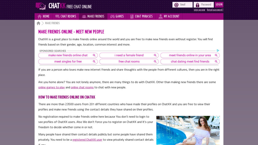 Make Friends by Flinch Chat Landing Page