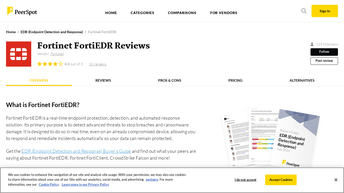 FortiEDR Landing page