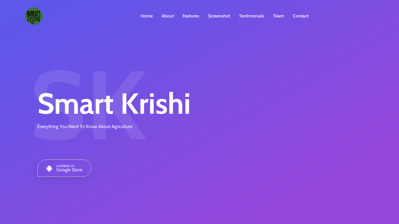 Smart Krishi Landing page