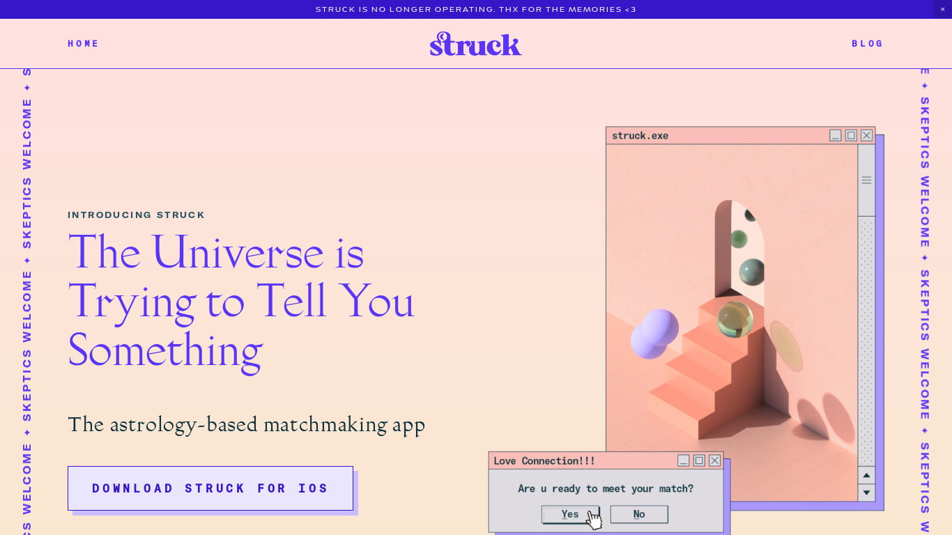 Struck App Landing page