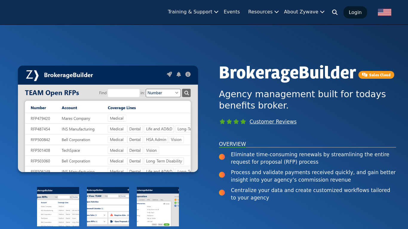 Zywave BrokerageBuilder Landing page