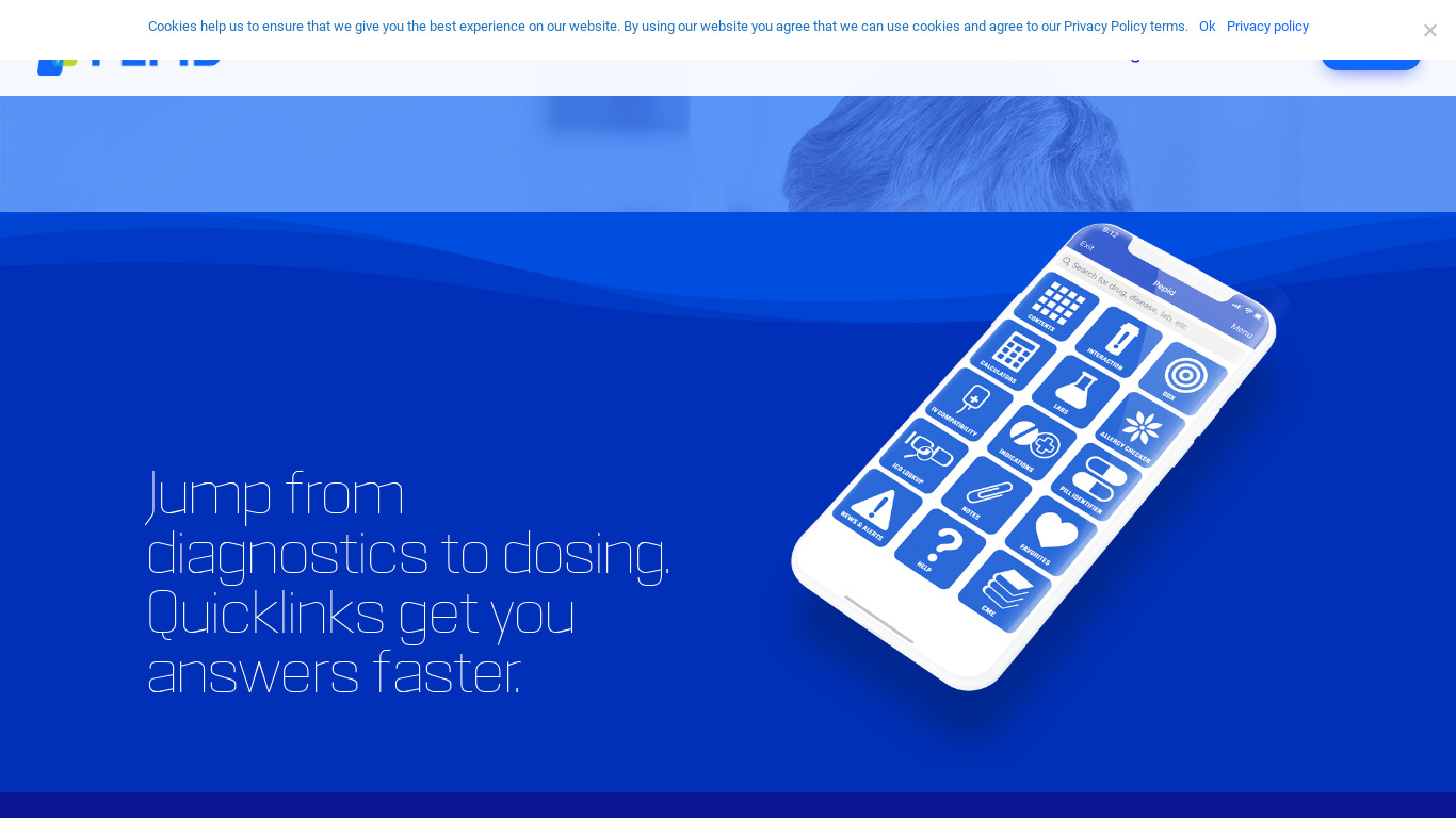 PEPID for Android Landing page