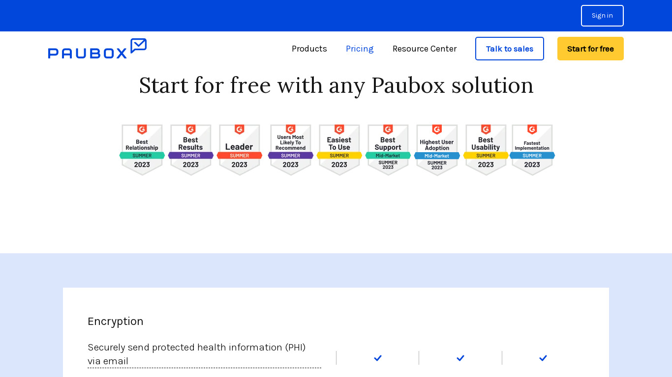 Paubox Suite Landing page