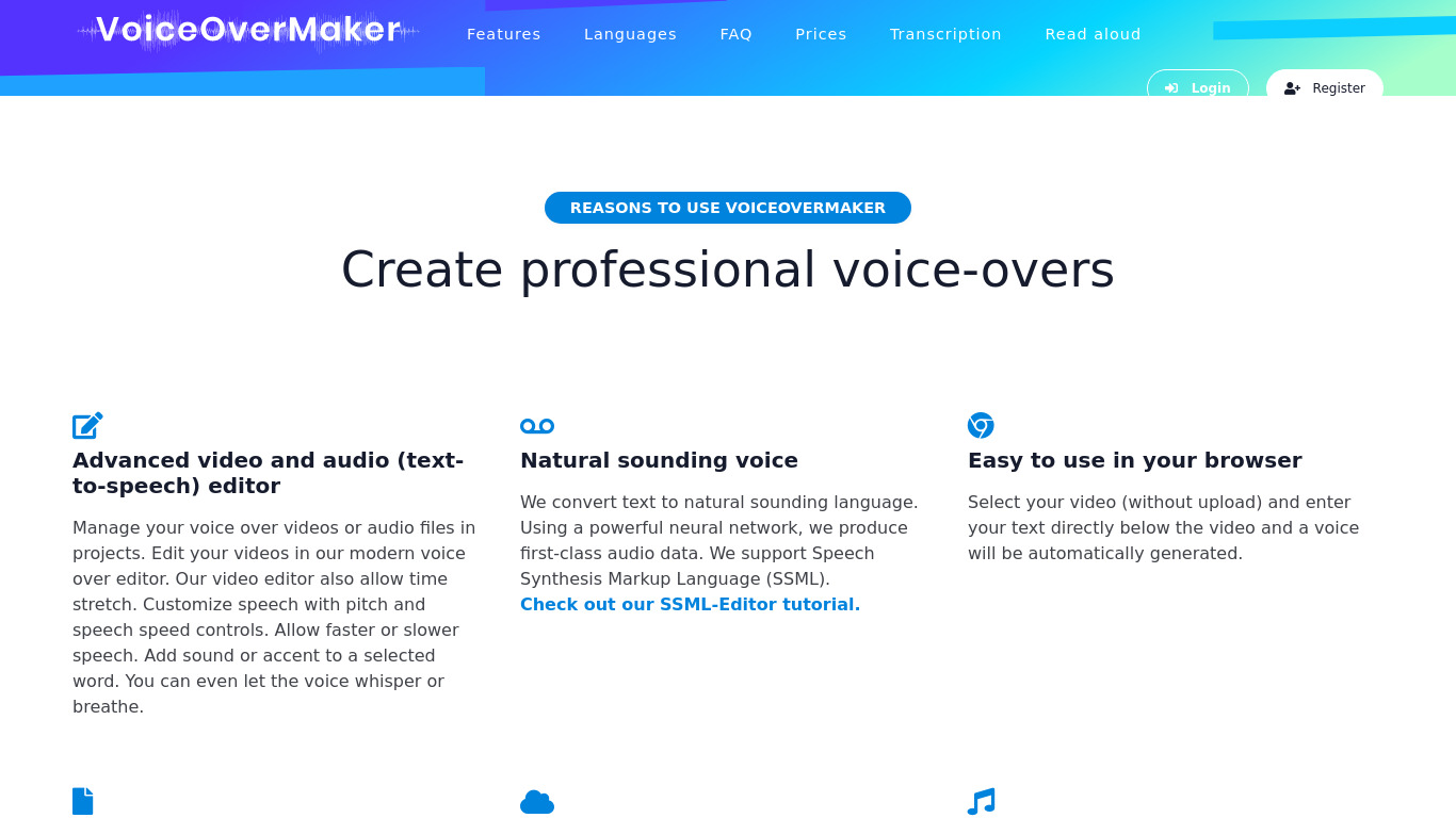 VoiceOverMaker.io Landing page