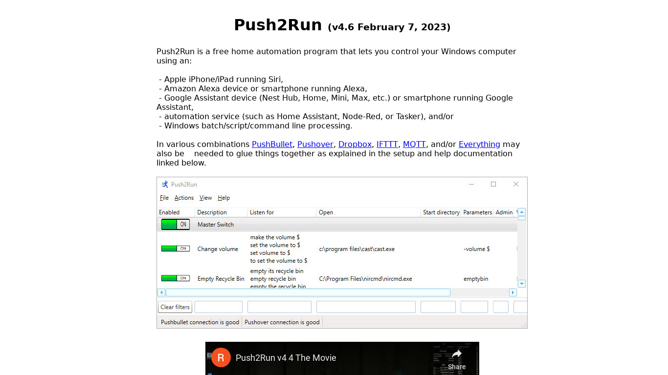 Push2Run Landing page
