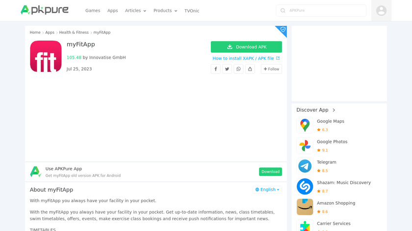 myFitApp Landing Page