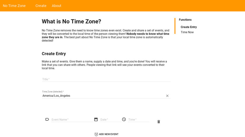 No Time Zone Landing Page
