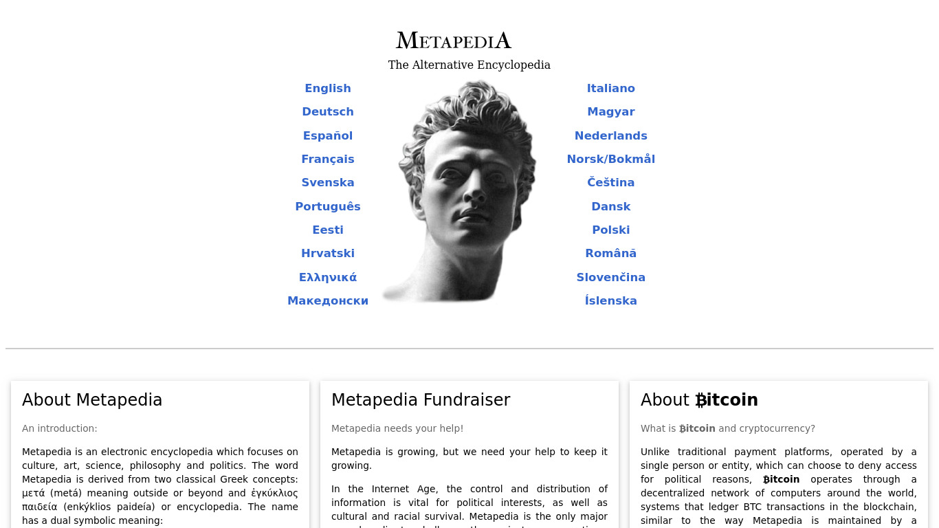 Metapedia Landing page