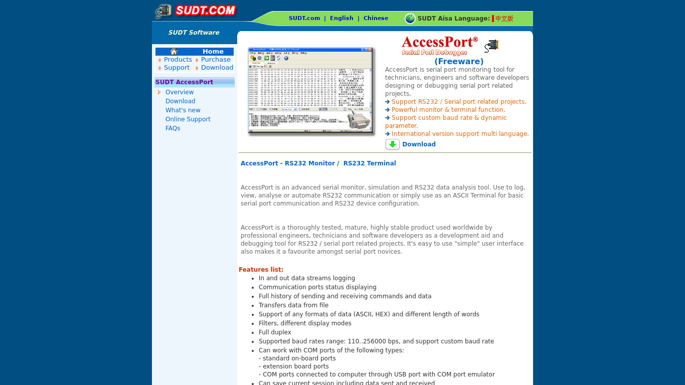 SUDT AccessPort Landing page