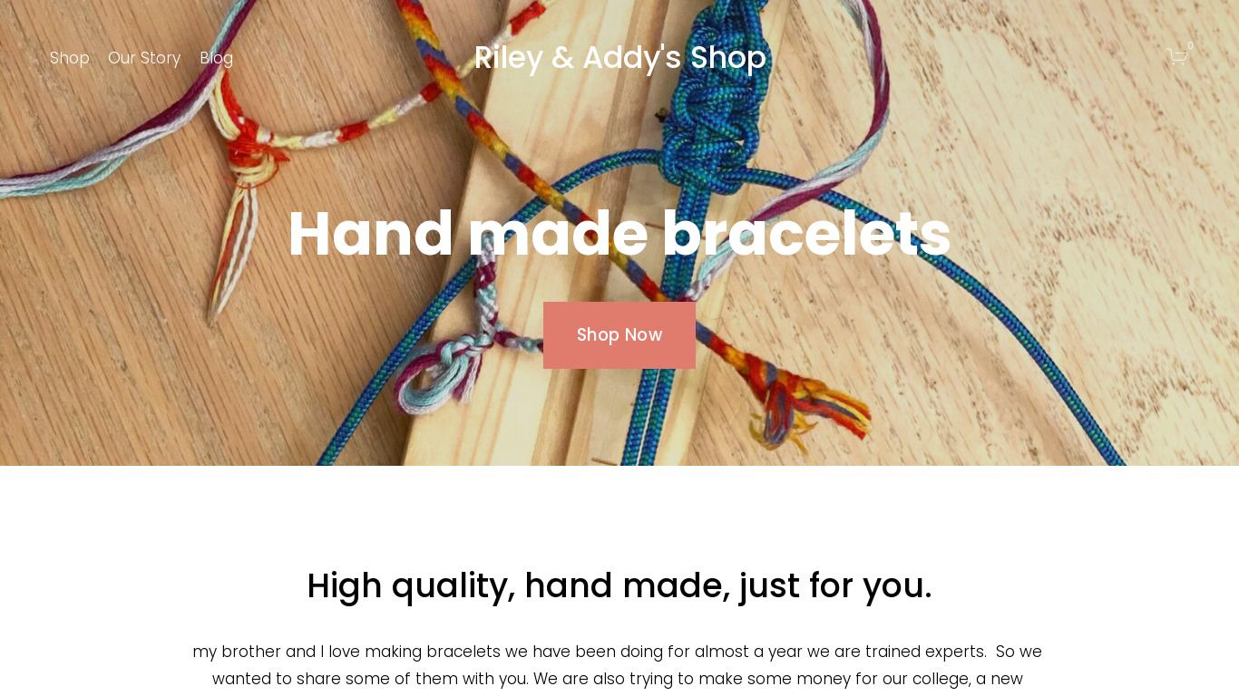 Riley & Addy's Shop Landing page