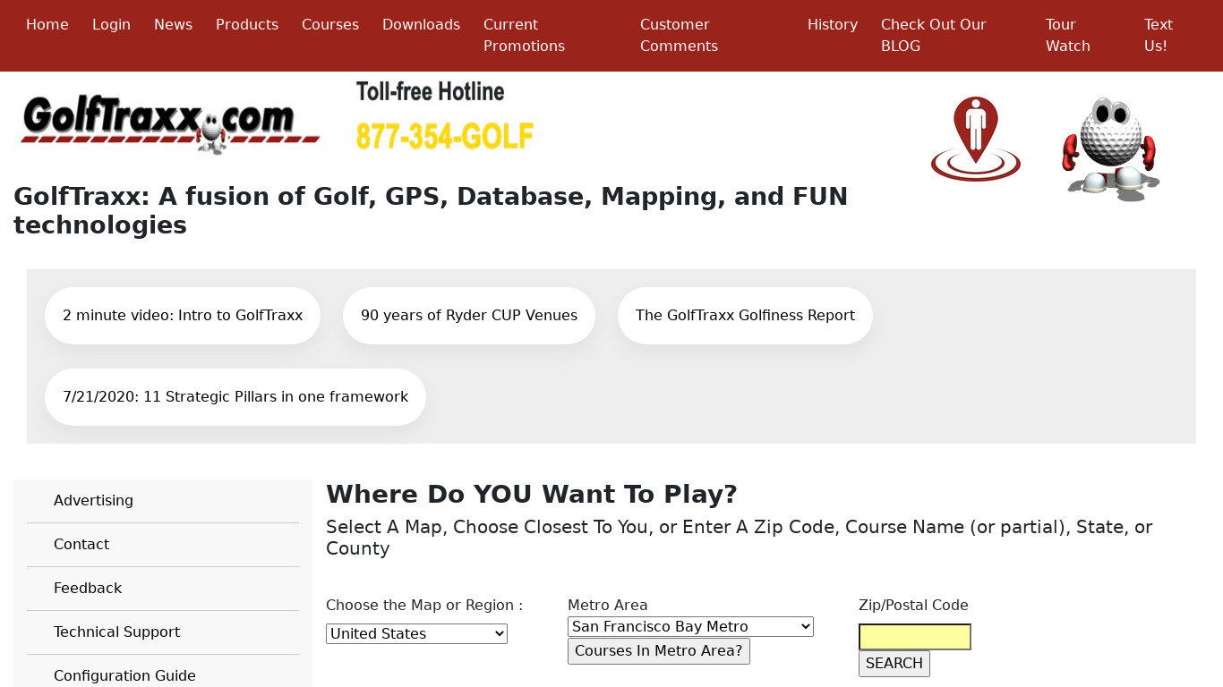 GolfTraxx Landing page