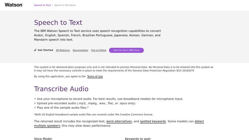 Speech to Text Landing Page