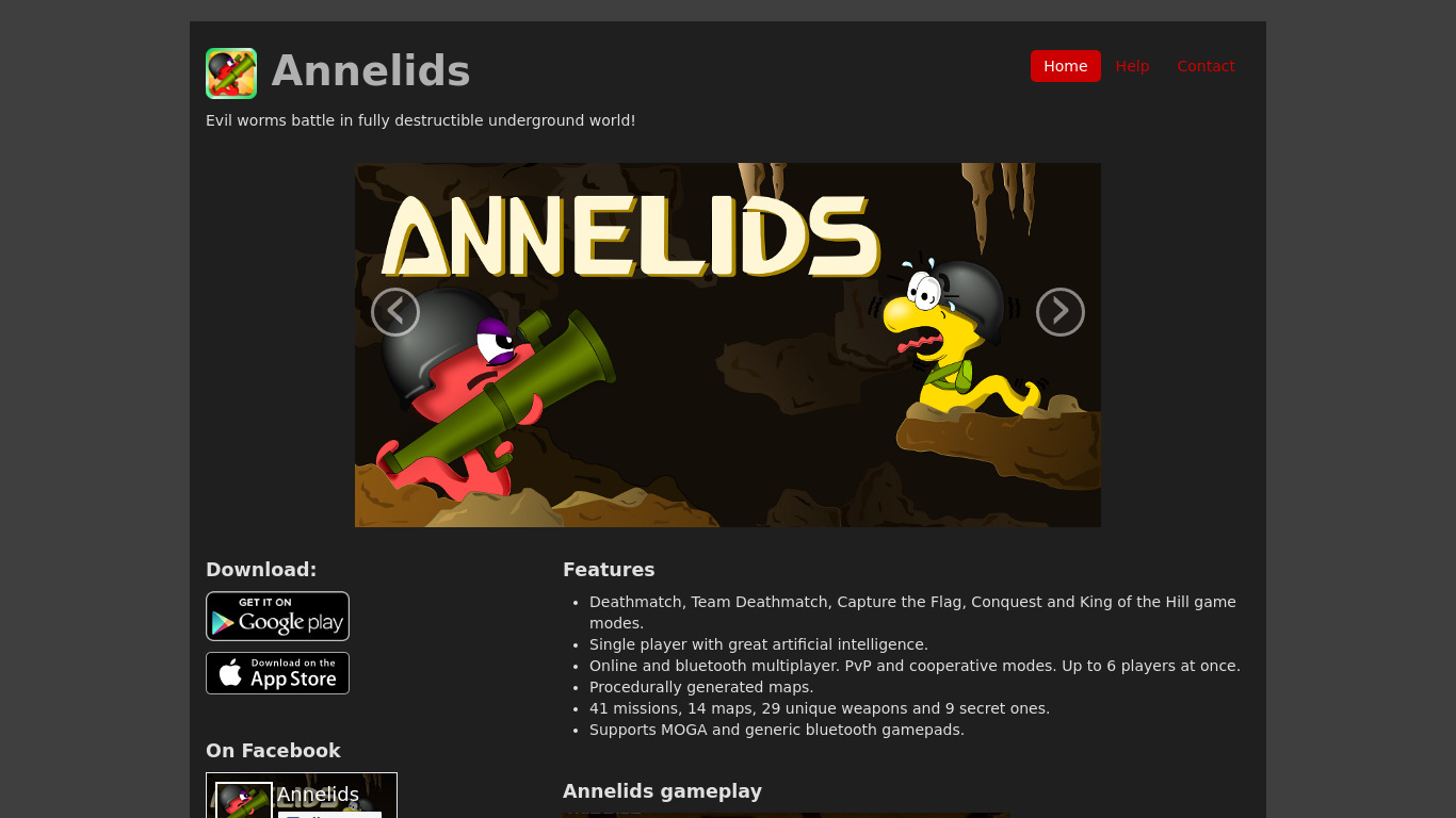 Annelids: Online Battle Landing page