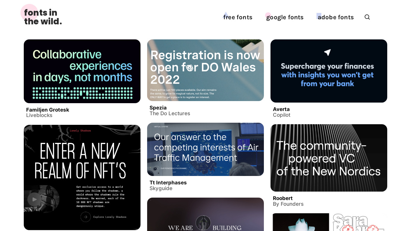 Fonts in the Wild Landing page