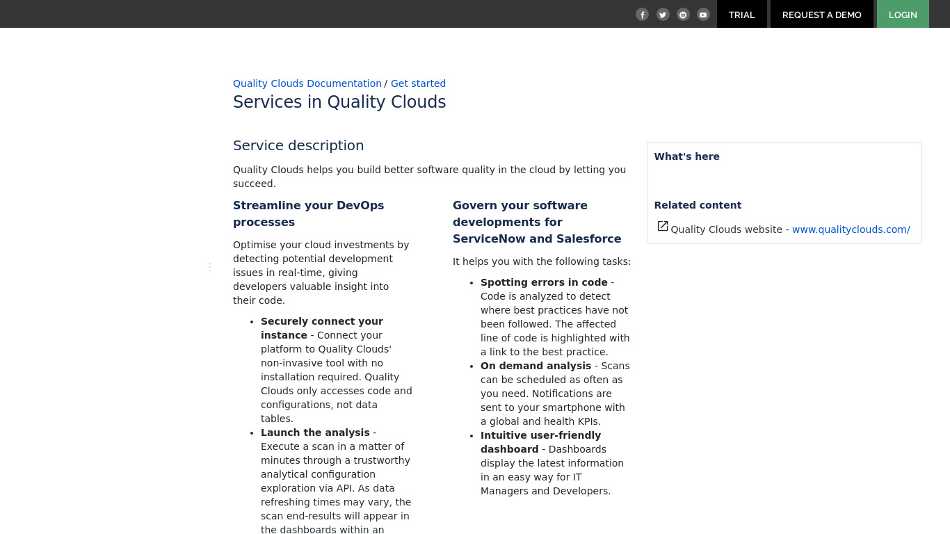 Quality Clouds Landing page