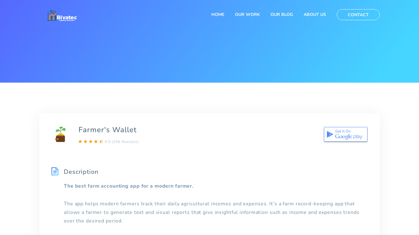 Farmer’s Income & Expense Manager Landing page