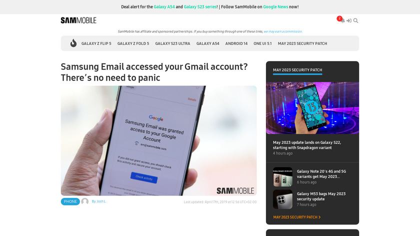 Samsung Email Landing Page