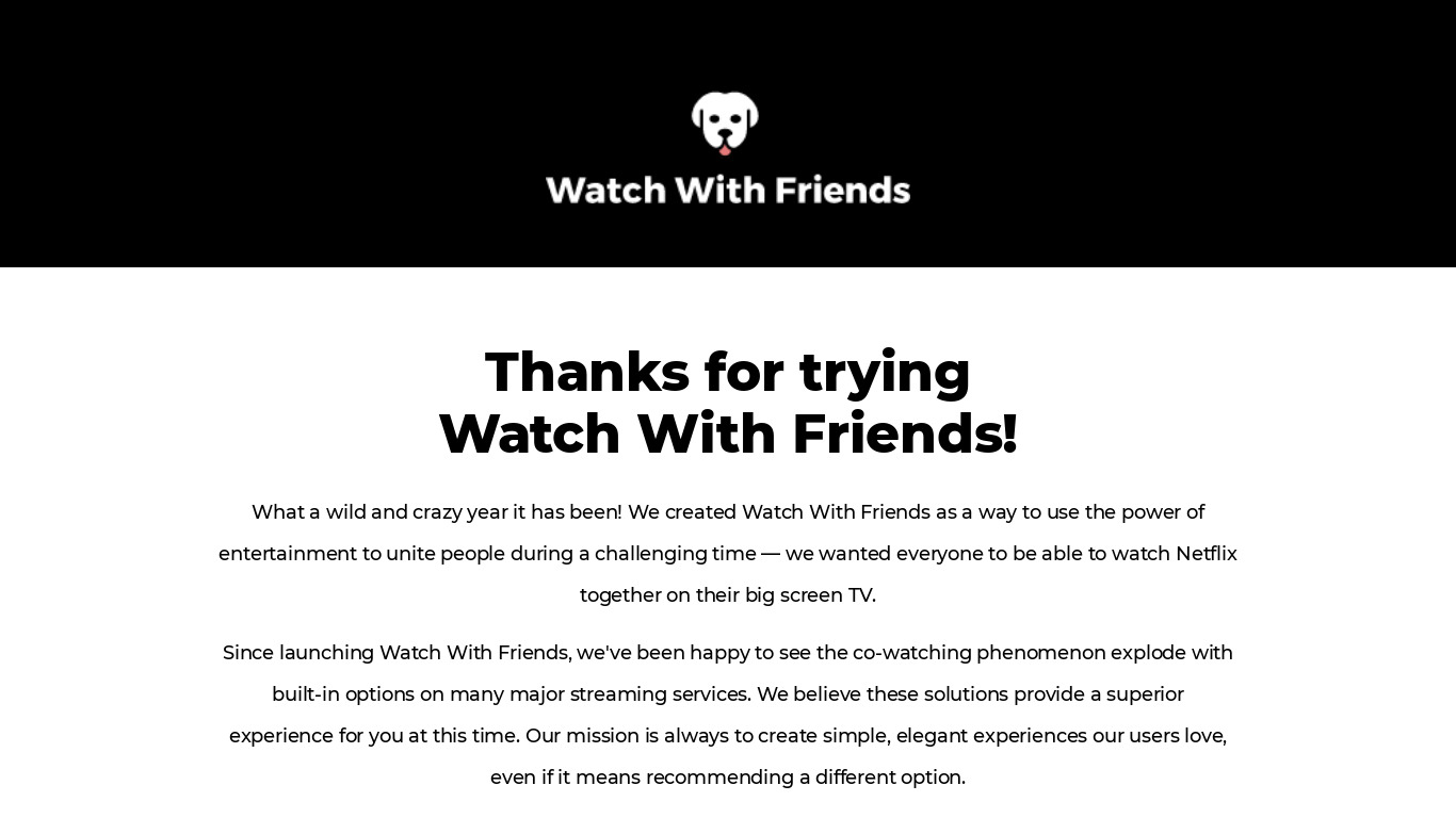 Watch With Friends Landing page