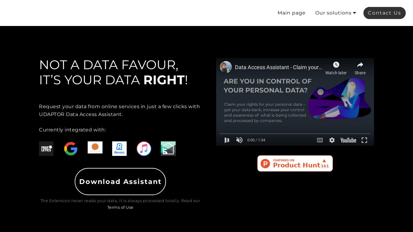 Data Access Assistant Landing page