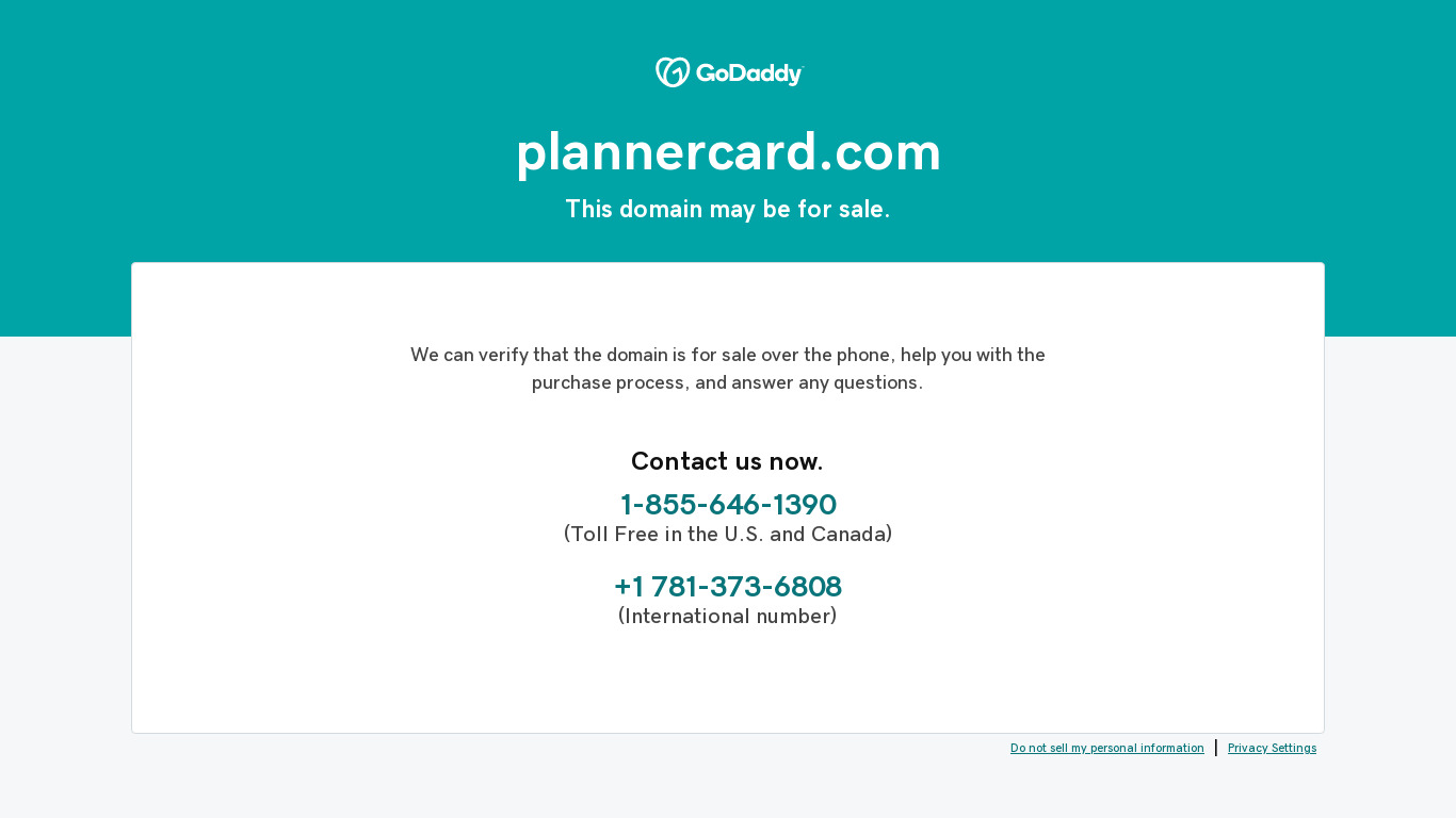 PlannerCard Landing page