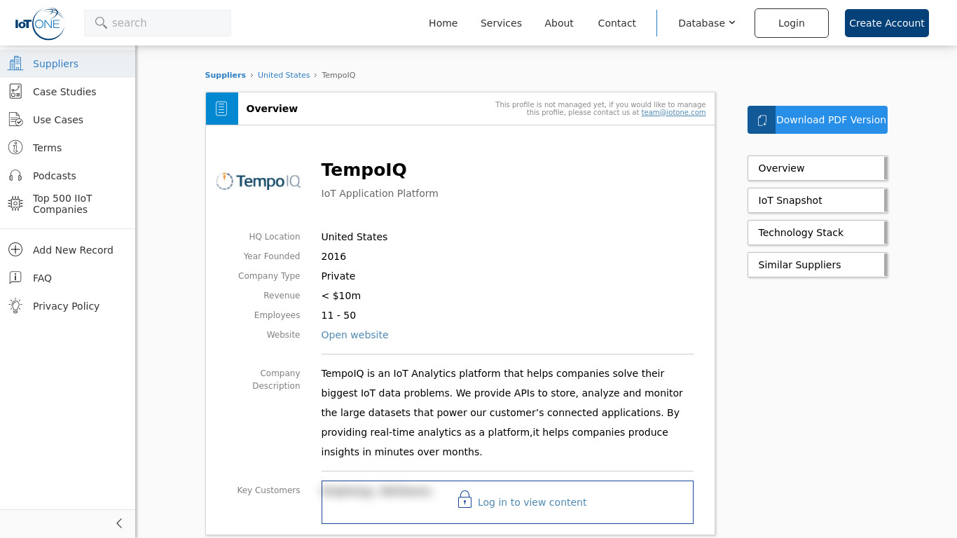 iotone.com TempoIQ Landing page