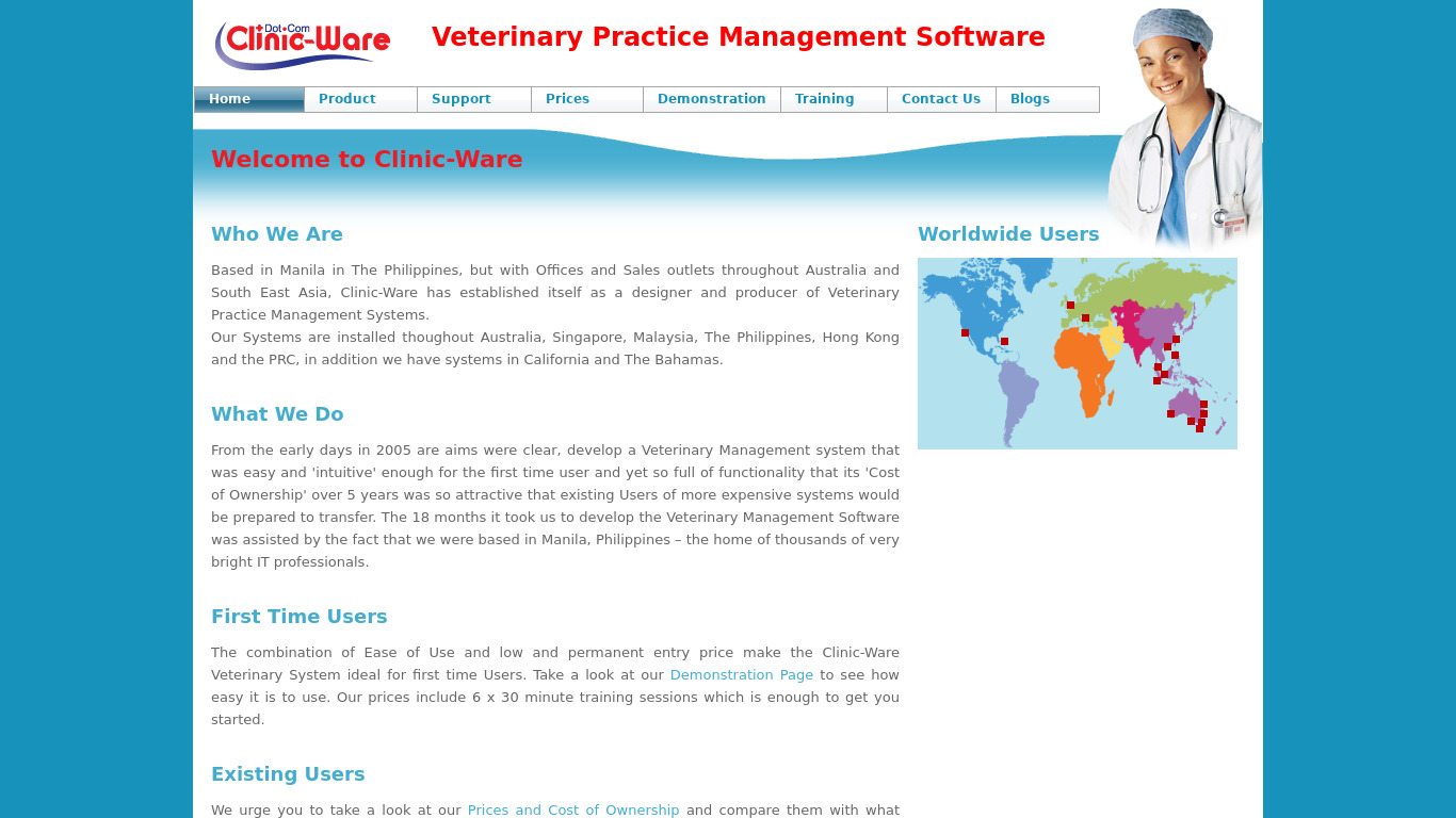 Clinic-Ware Landing page
