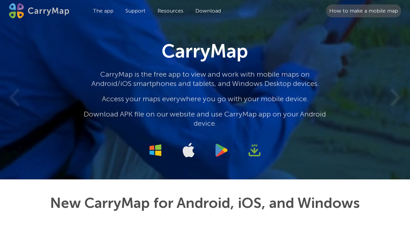 CarryMap Landing page