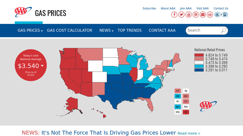 AAA Gas Prices Landing Page