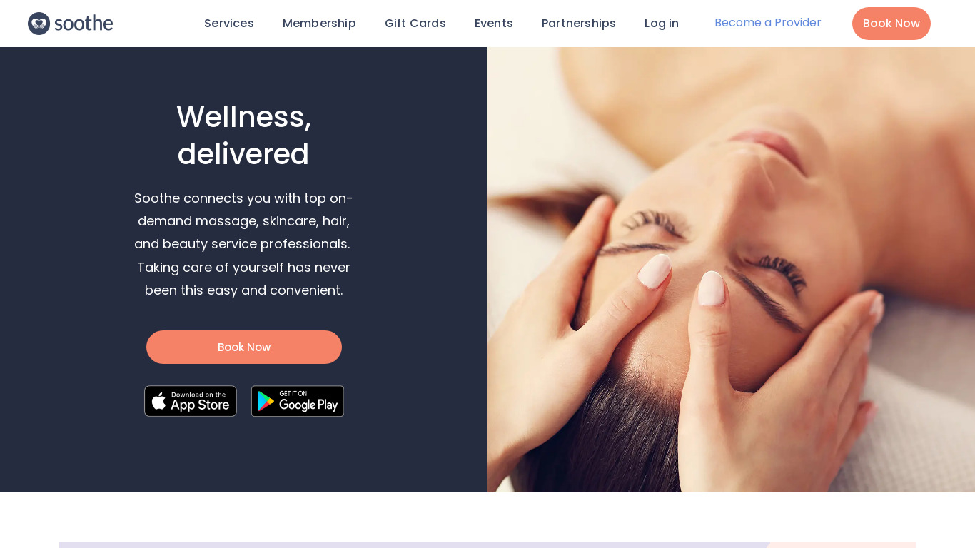 Soothe Landing page