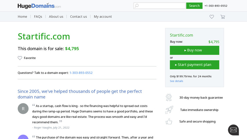 Startific Landing Page