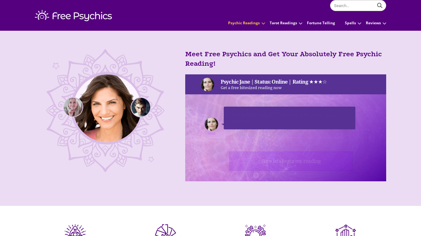 FreePsychics.com Landing page