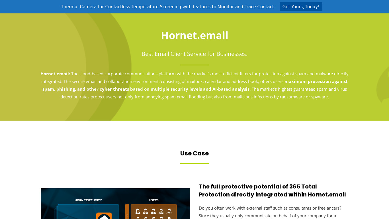 Hornet.Email Landing page